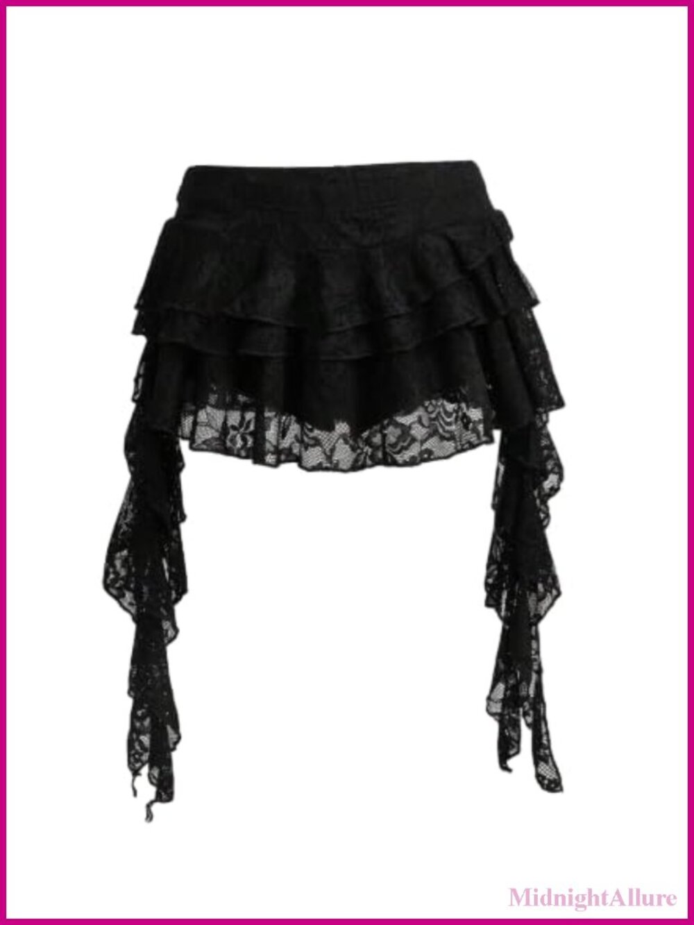 Women Ultra Low Waist Lace Skirt with Built-in Shorts Tiered Ruffle